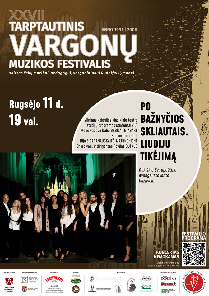 XXVII tarptautinis vargonų muzikos festivalis - Rugsėjo 11 d. 19 val. PO BAŽNYČIOS SKLIAUTAIS