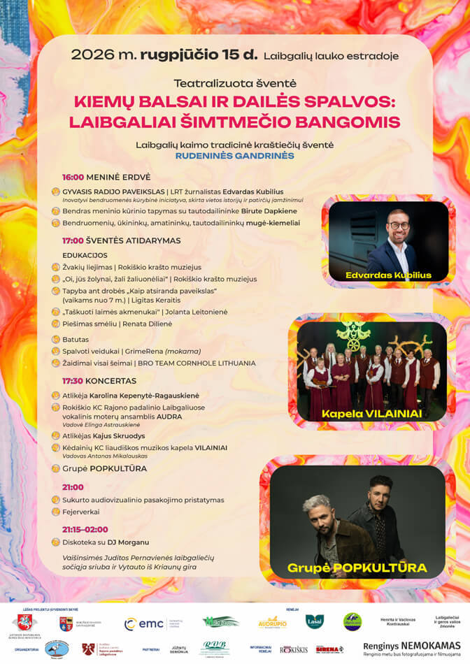 Teatralizuota šventė KIEMŲ BALSAI IR DAILĖS SPALVOS: LAIBGALIAI ŠIMTMEČIO BANGOMIS Laibgaliuose