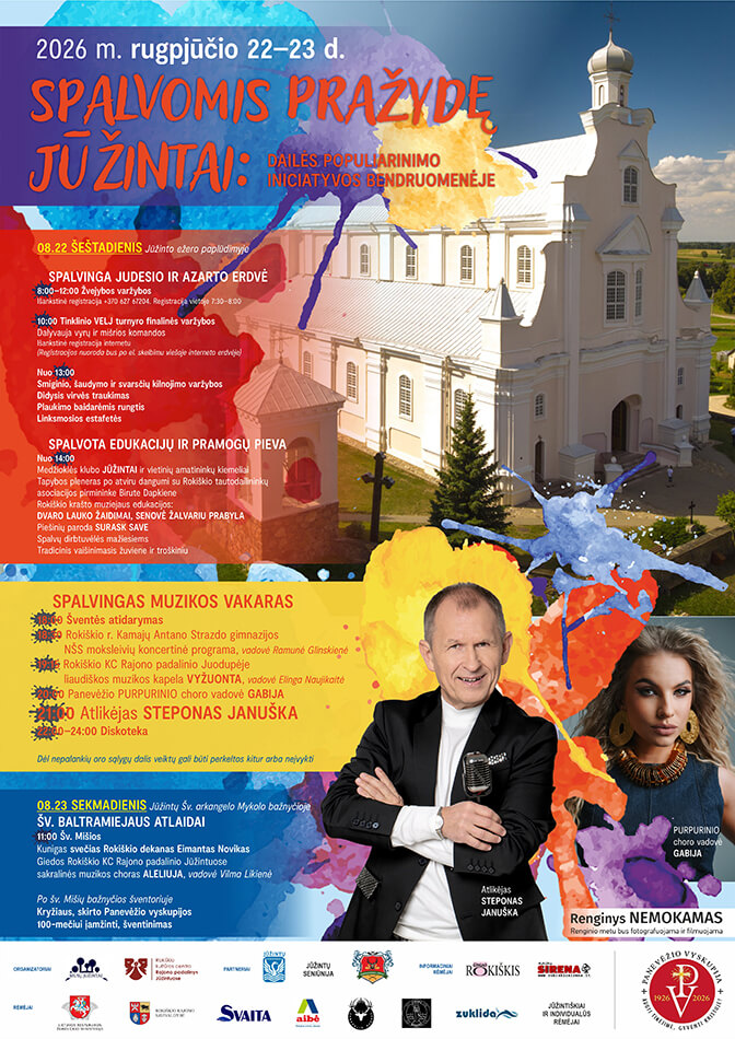 SPALVOMIS PRAŽYDĘ JŪŽINTAI: DAILĖS POPULIARINIMO INICIATYVOS BENDRUOMENĖJE Jūžintuose